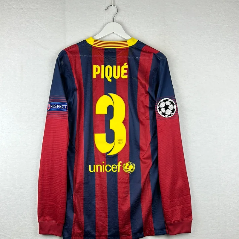 Barcelona 2013/2014 Player Issue Home Shirt - Pique 3 - Champions League