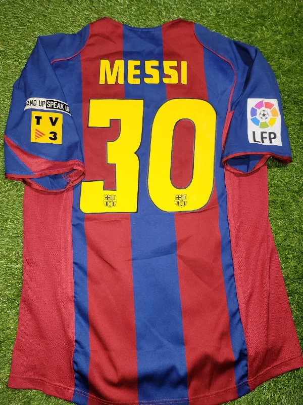 Messi Barcelona DEBUT SEASON 2004 2005 STAND UP SPEAK UP Home Jersey Shirt Camiseta L SKU# 118861