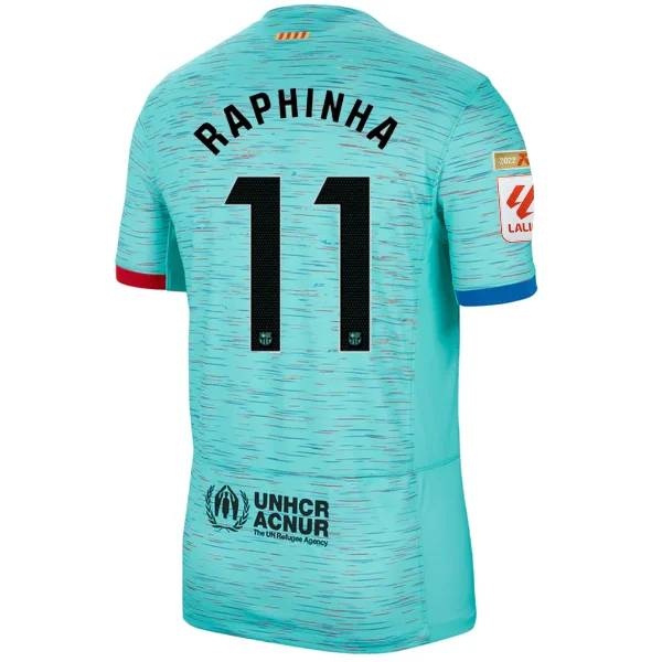 Nike Barcelona Raphina Third Jersey w/ La Liga Champion Patches 23/24 (Light Aqua/Royal Blue)