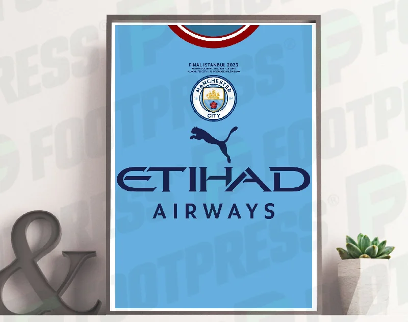 Affiche Manchester City 2022/2023 - Champion d'Europe - Maillot Face avant (Haaland)