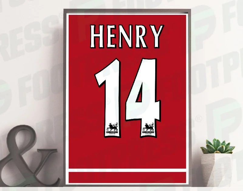 Affiche Thierry Henry Arsenal 2003 / 2004 - Champion d'Angleterre - Maillot Face arrière (Les Invincibles)