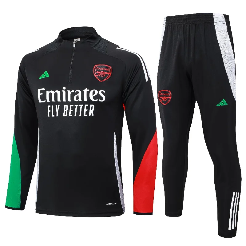 Arsenal 2024-25 Black/Green/Red Half-zip Tracksuit Set