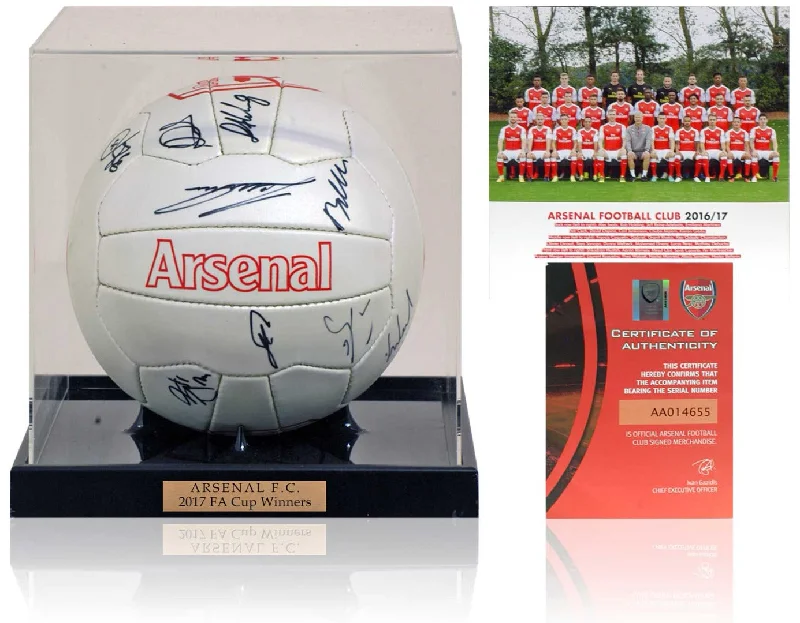 Arsenal FC 2016/17  FA Cup Winning Squad Hand Signed Football Ball Club COA