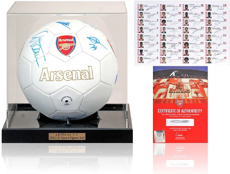 Arsenal FC 2020/21 Squad Hand Signed Football Ball Club COA