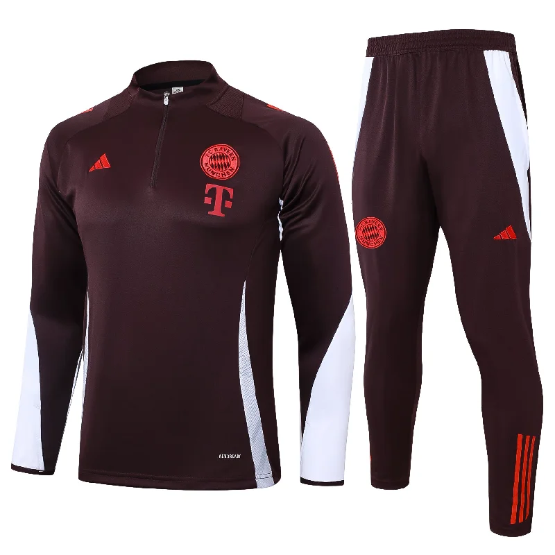 Bayern Munich 2024-25 Maroon Half-zip Training Tracksuit Set