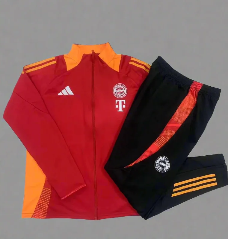 Bayern Munich 2024-25 Red and Orange Full-zip Tracksuit Set