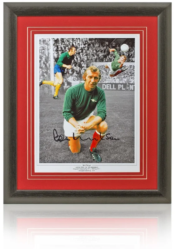 Bob Wilson Arsenal Legend Hand Signed 16x12'' Montage AFTAL COA