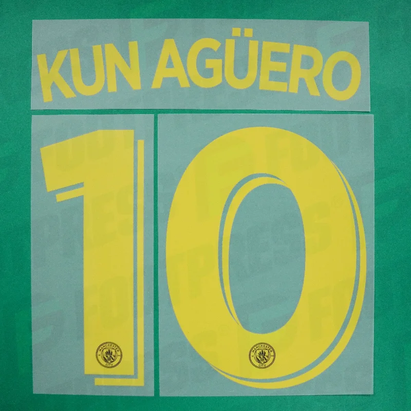 Flocage Officiel - Manchester City, Aguero, 2016/2017, Away, Jaune