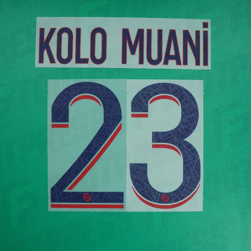 Flocage Officiel - Paris Saint-Germain, Kolo Muani, 2023/2024, Away, Bleu/Rouge