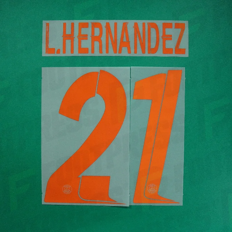 Flocage Officiel - Paris Saint-Germain, Lucas Hernandez, 2023/2024, Third LDC, Orange/Argenté