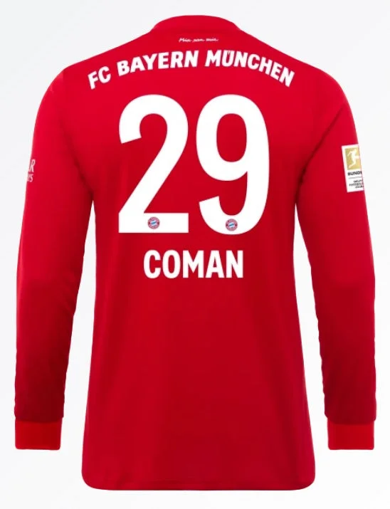 Kingsley Coman Bayern Munich 19/20 Long Sleeve Home Jersey