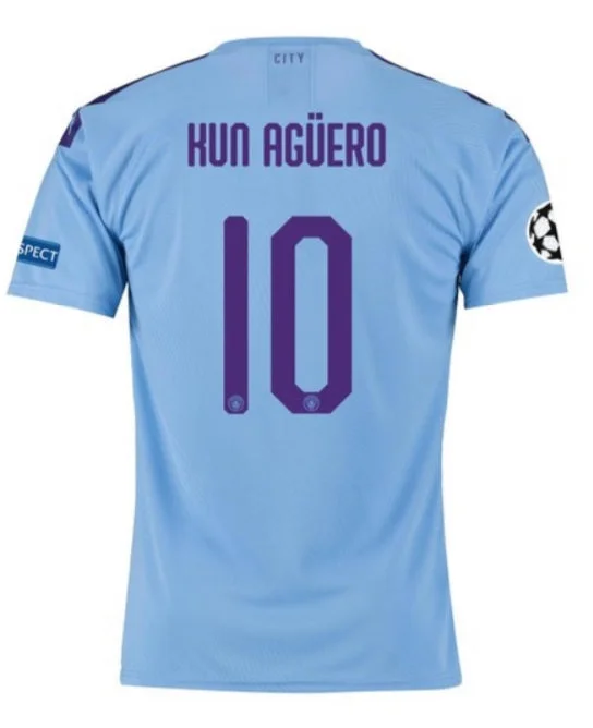 Sergio Kun Aguero Manchester City UEFA 19/20 Home Jersey